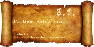 Balthes Valéria névjegykártya